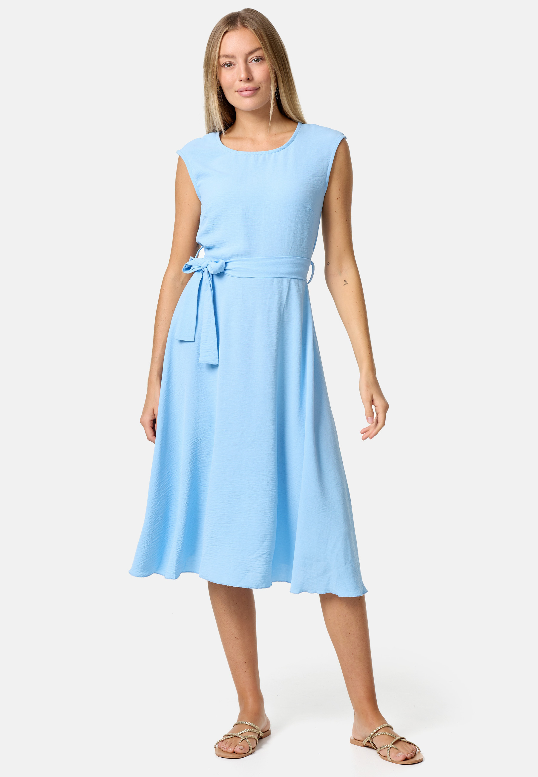 Pm Selected Ärmelloses Sommerkleid Dress mit Bindeband PM26 Blau Einheitsgröße