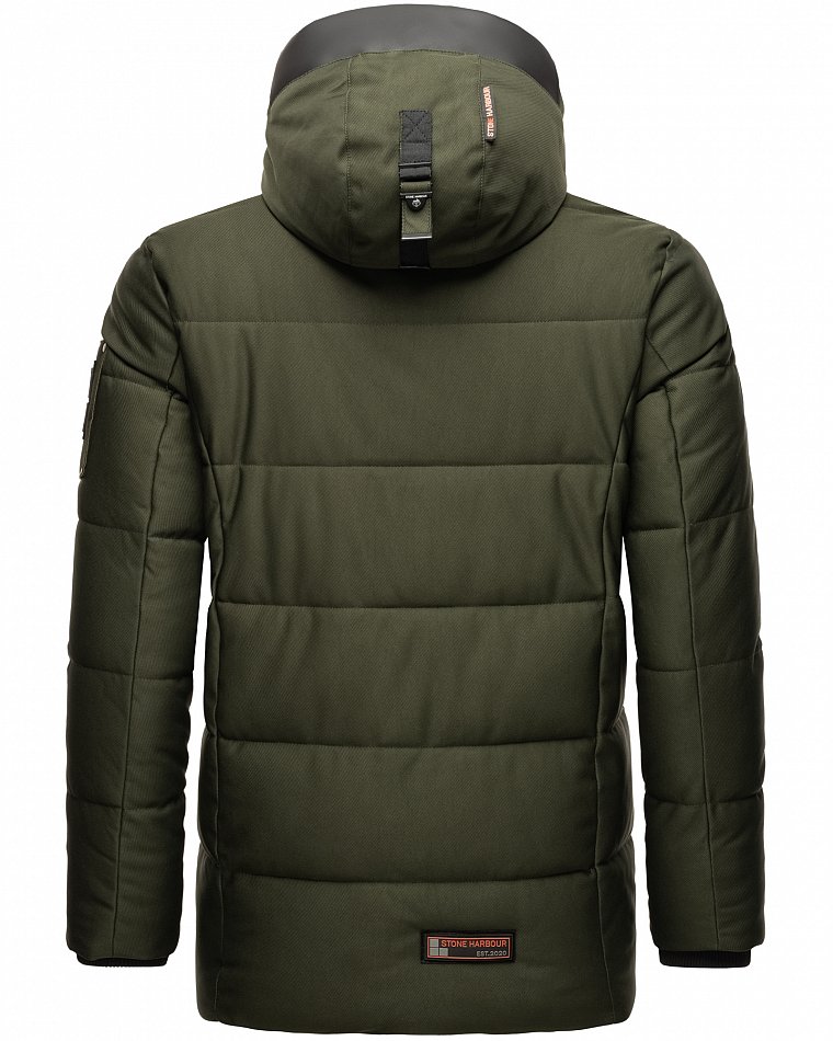 Stone Harbour Mitjaa Herren Wintermantel Parka mit Doppel Kapuze Olive Gr. 50 - L