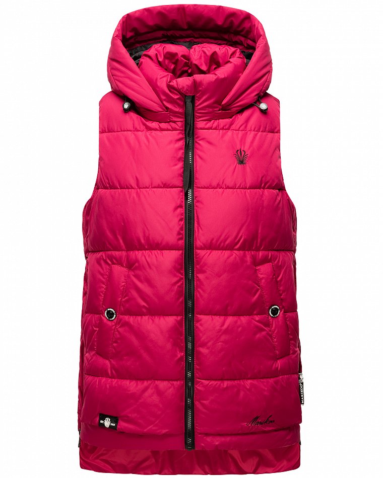 Marikoo Zarinaa Damen Übergangsweste Steppweste mit Kapuze Fuchsia Gr. 38 - M