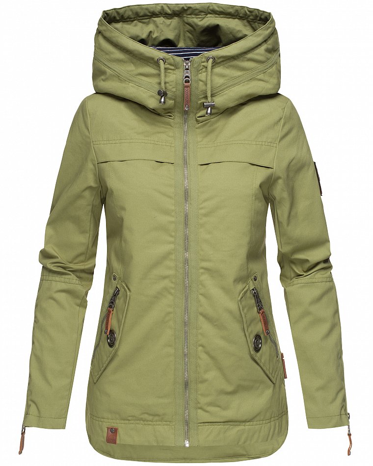 Navahoo Wekoo Damen Übergangsjacke mit Kapuze Grün Gr. 38 - M