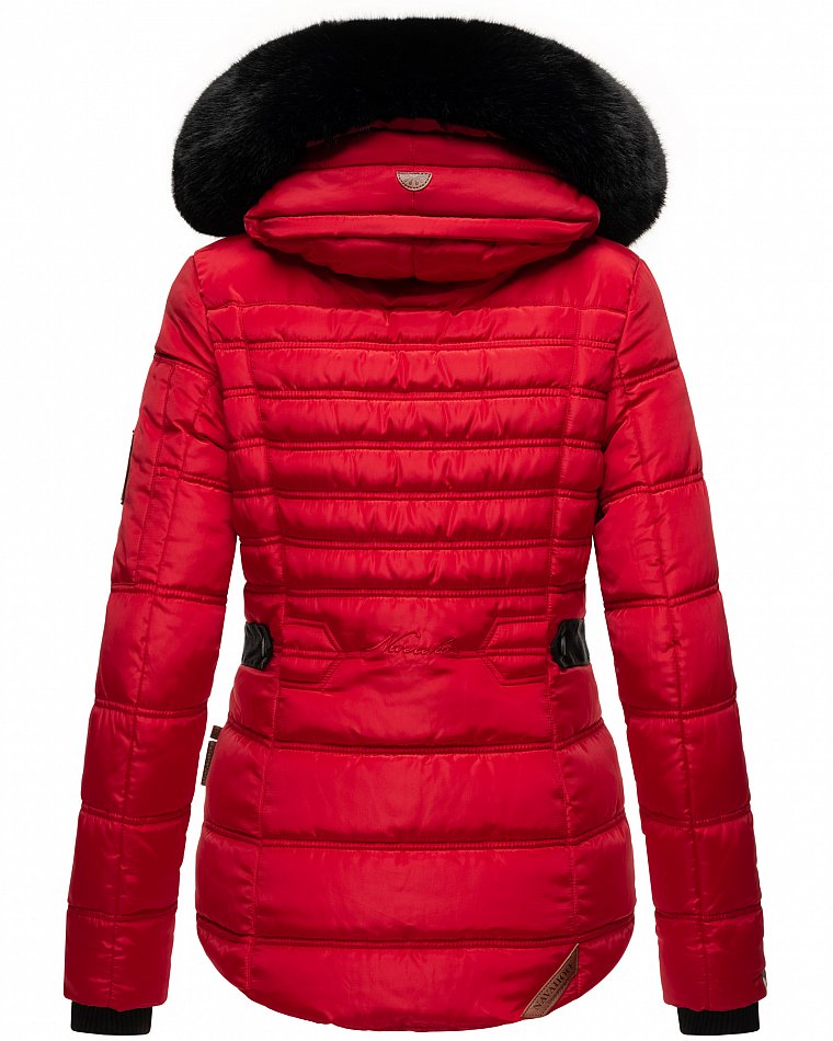 Navahoo Melikaa Damen Winterjacke Steppjacke mit Kunstfellkragen Rot Gr. 34 - XS