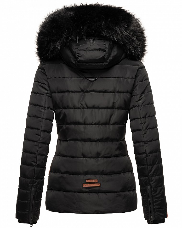 Navahoo Wisteriaa Damen Winter Steppjacke mit Kunstfell Schwarz Gr. 40 - L