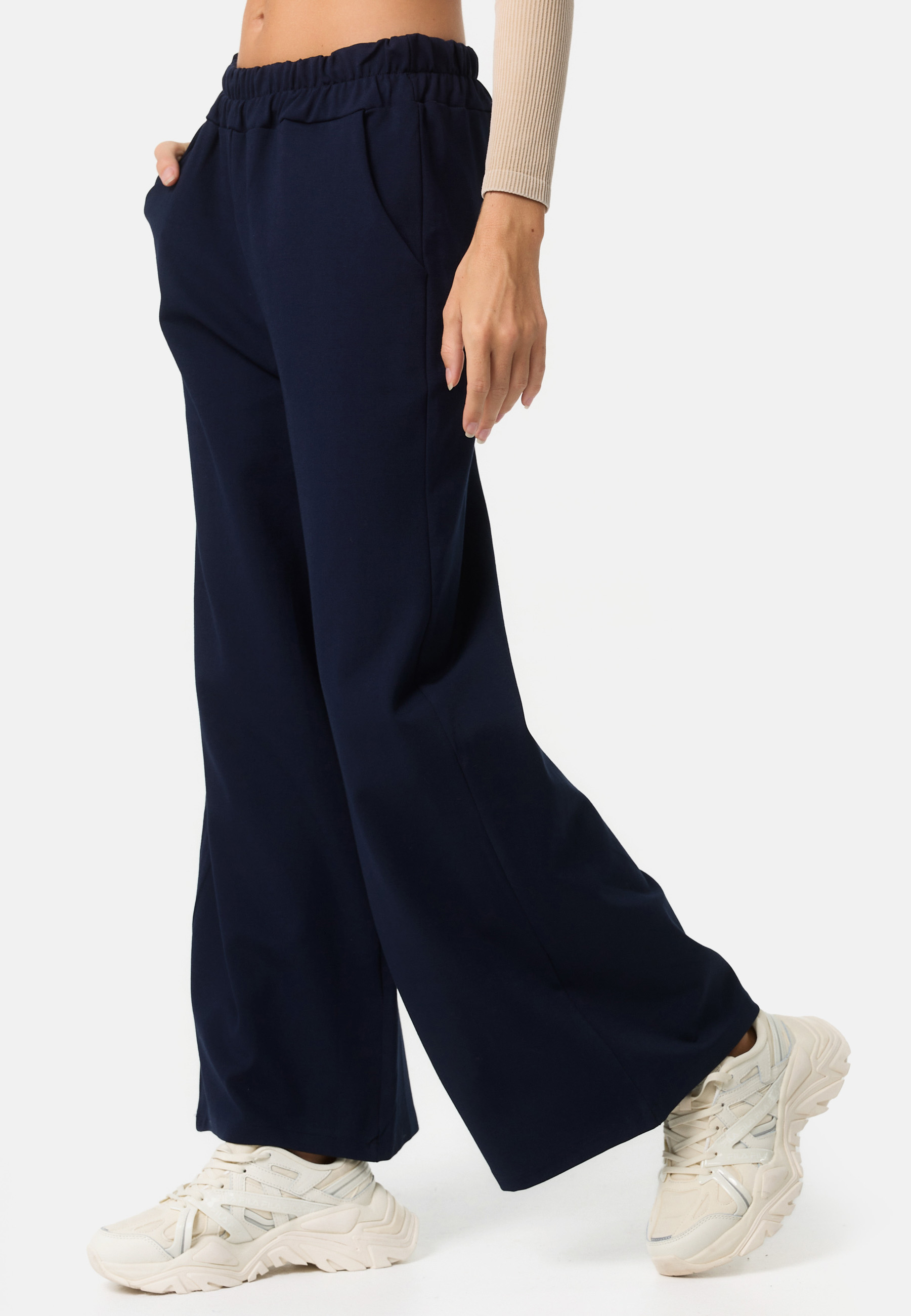 PM SELECTED Sportliche Damen Freizeithose im Marlene Stil PM74 Navy Einheitsgröße Gr. 34 - 38