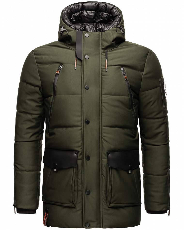 Stone Harbour Mitjaa Herren Wintermantel Parka mit Doppel Kapuze Olive Gr. 46 - S