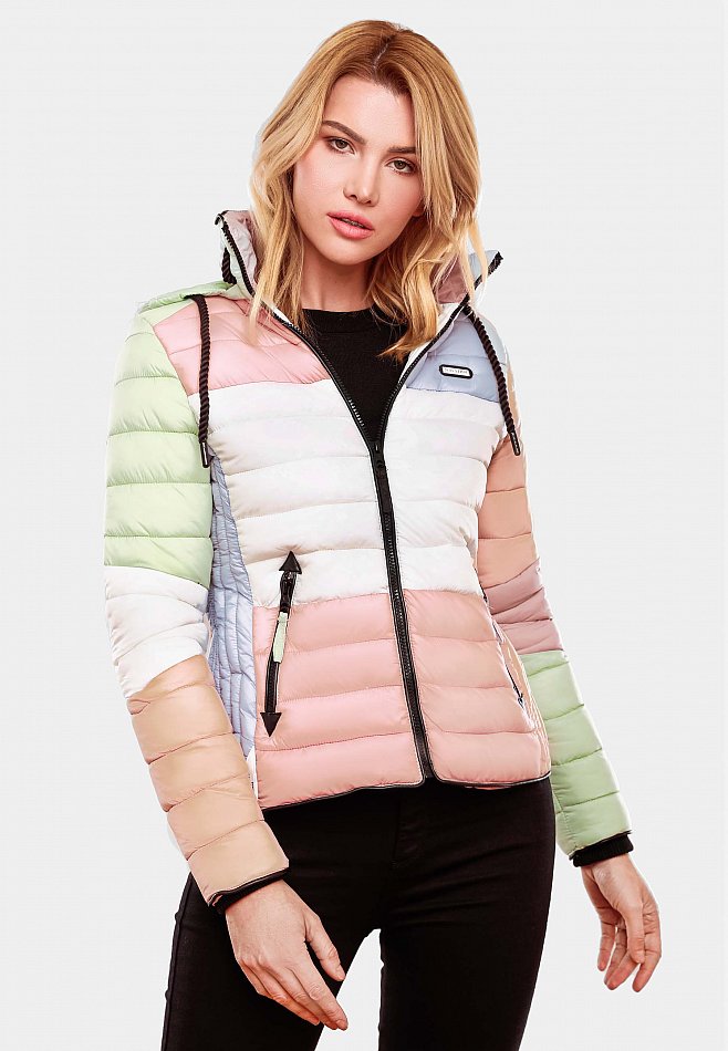 Navahoo Damen Color Blocking Steppjacke Lulana Multikulti Pastel 34 - XS