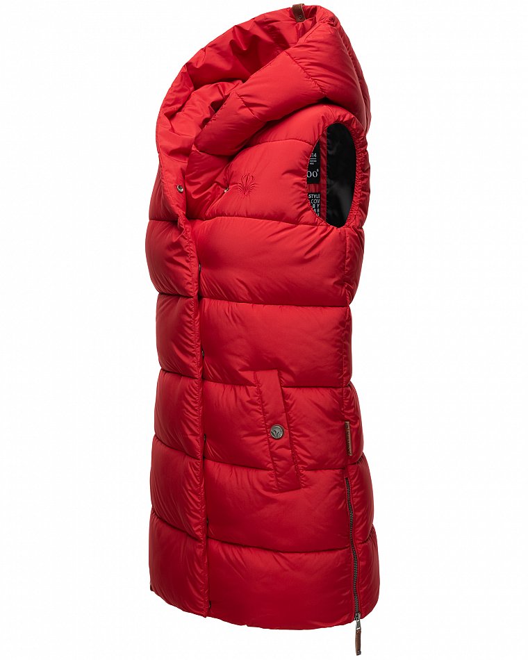 Navahoo Madilynaa Damen Winter Steppweste mit Kapuze Rot Gr. 40 - L