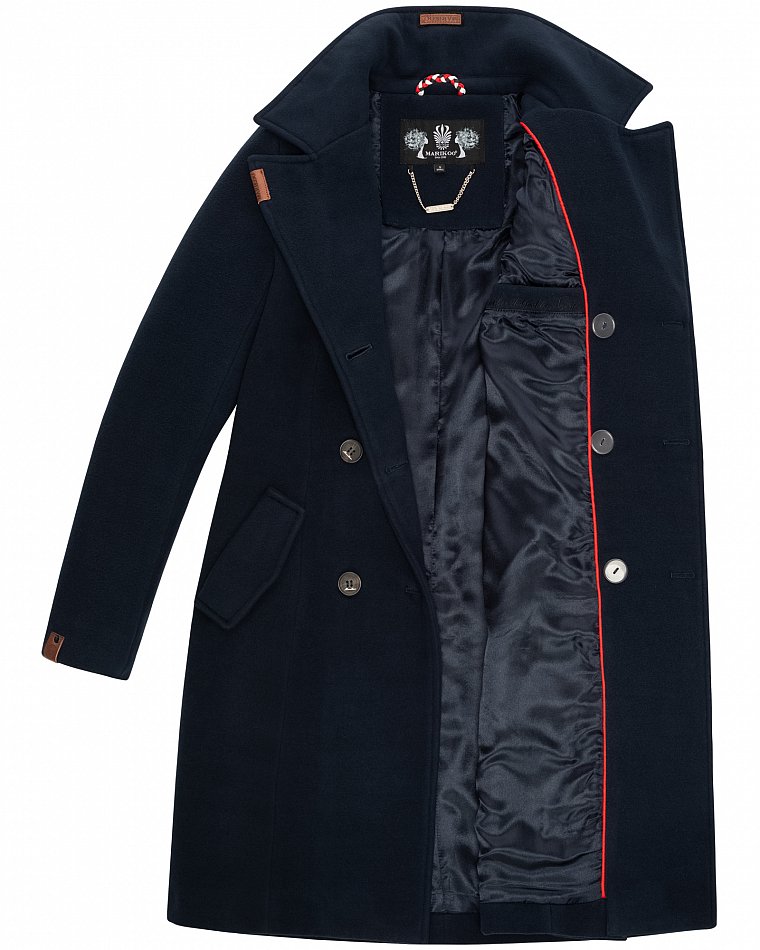 Marikoo Nanakoo Damen eleganter Wintermantel Trenchcoat Navy Gr. 34 - XS