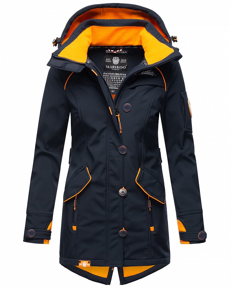 Marikoo Elegante Damen Übergangs Softshell Jacke mit Kapuze Soulinaa Navy Gr. 34 - XS