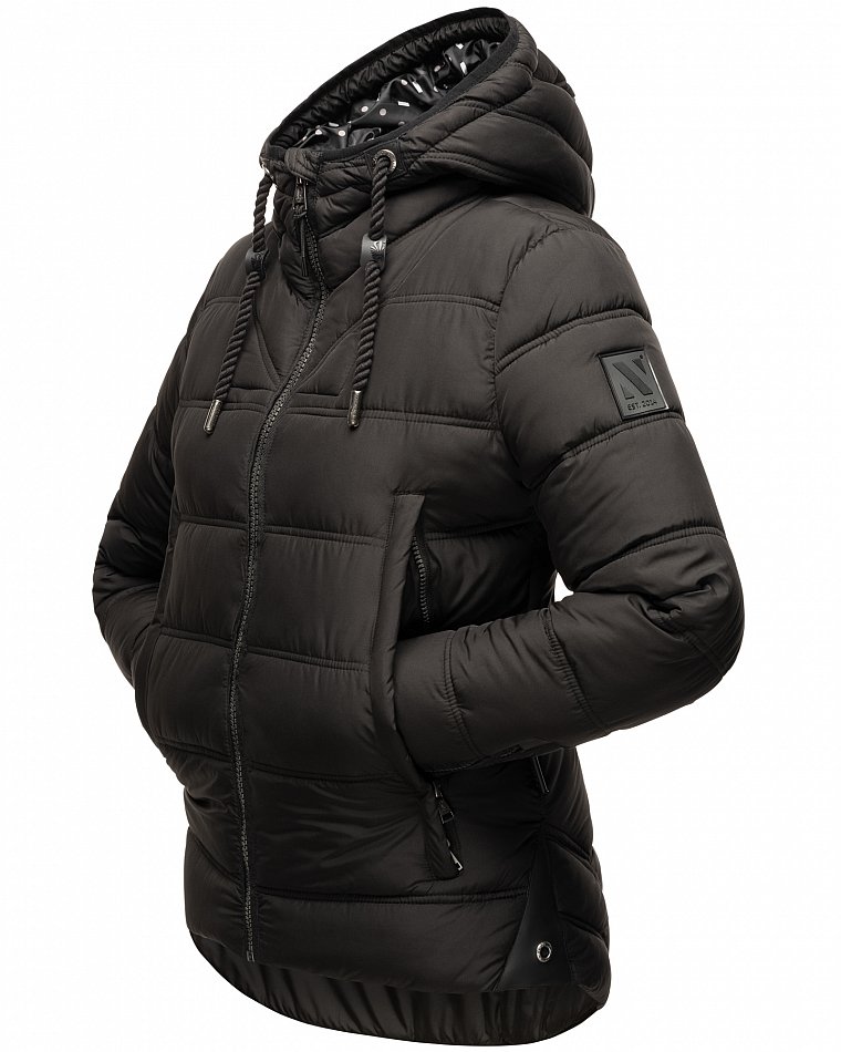 Navahoo Renesmee Winterjacke Stepp Jacke mit Kapuze Schwarz Gr. 38 - M
