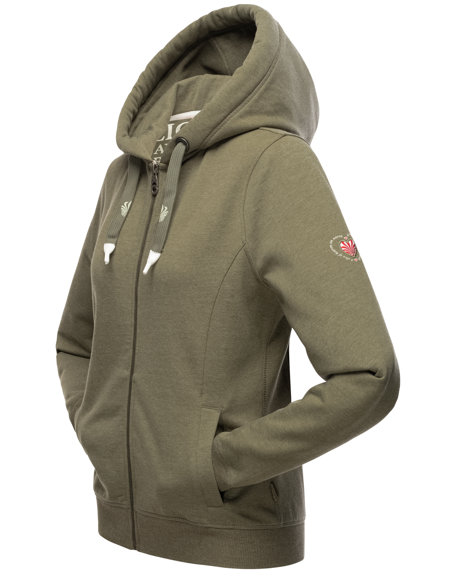 Navahoo Engelshaar Damen Sweatjacke Hoodie Dusty Olive Melange Gr. 34 - XS