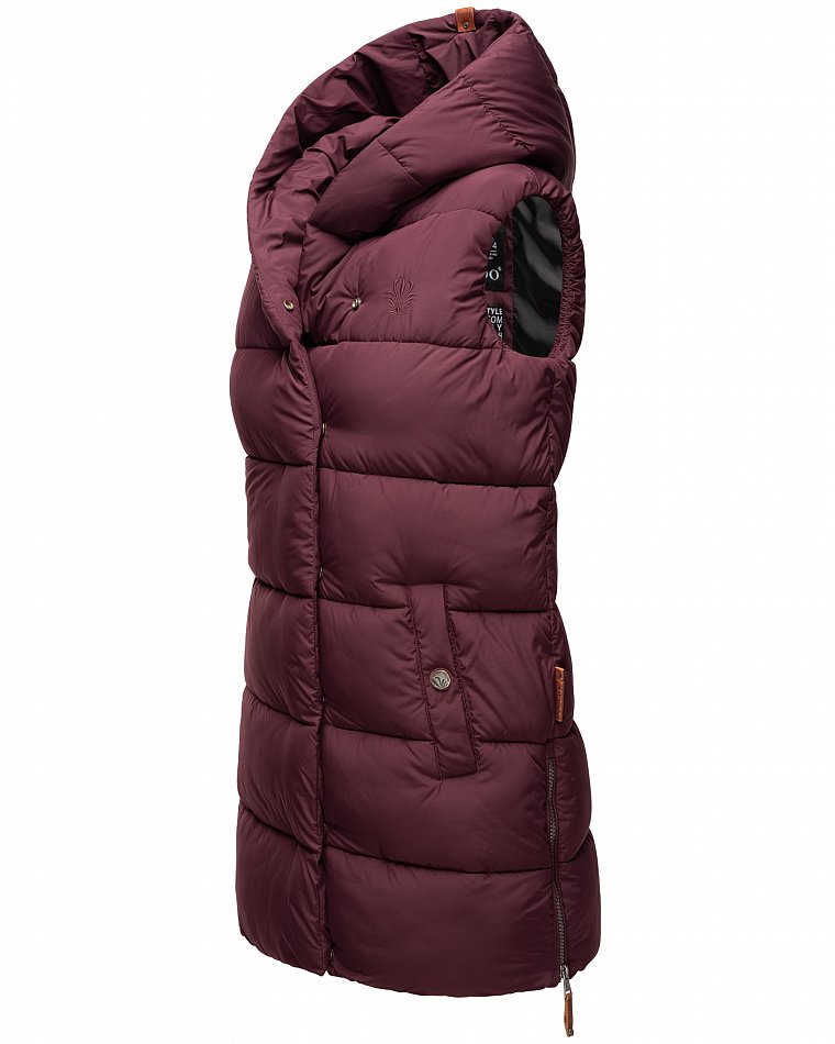 Navahoo Madilynaa Damen Winter Steppweste mit Kapuze Bordeaux Gr. 36 - S