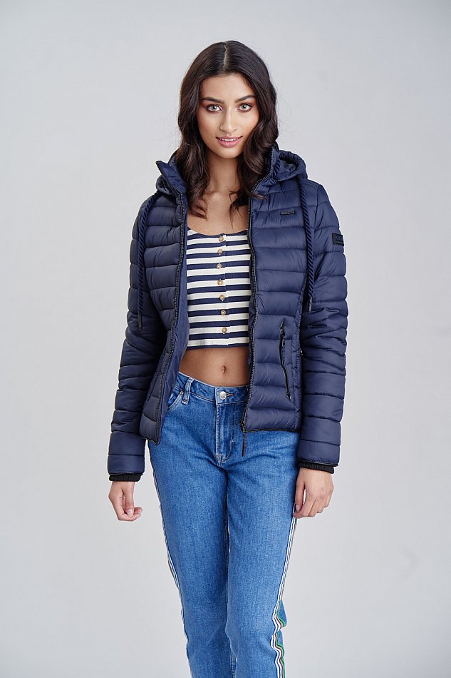 Navahoo Lulana Damen Übergangs Steppjacke mit Kapuze Navy Gr. 38 - M