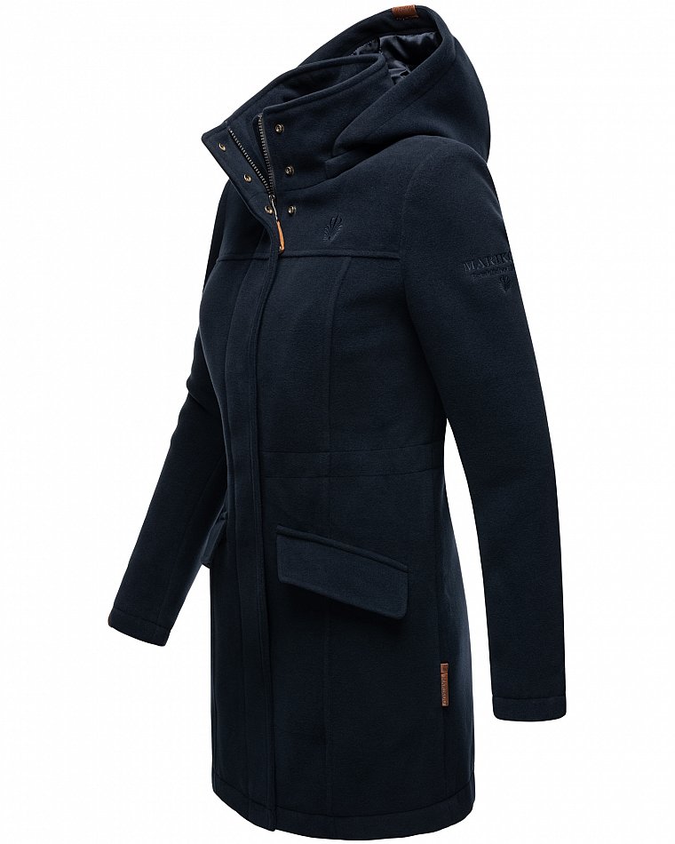 Marikoo Leilaniaa Damen Trenchcoat Winter Mantel mit Kapuze Navy Gr. 38 - M