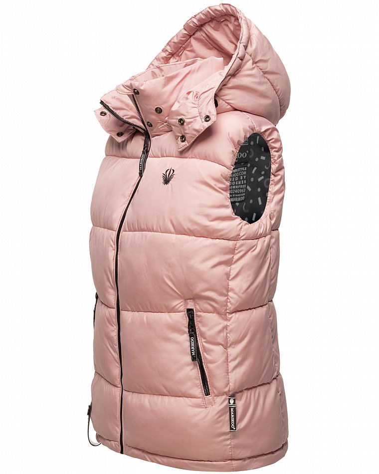 Marikoo Eisflöckchen Damen Winter Steppweste mit Kunstfell Powder Rose Gr. 40 - L