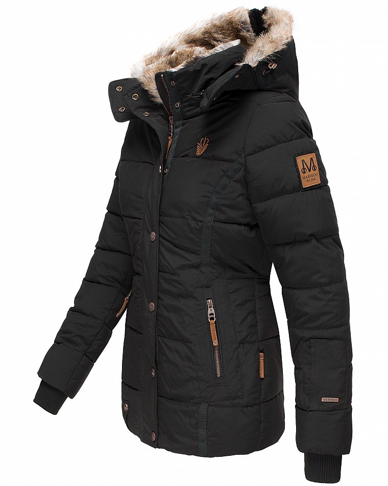 Marikoo Nekoo Damen Winterjacke Steppjacke Warm Gefütterte Schwarz Gr. 44 - XXL