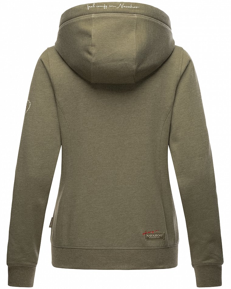 Navahoo Engelshaar Damen Sweatjacke Hoodie Dusty Olive Melange Gr. 34 - XS