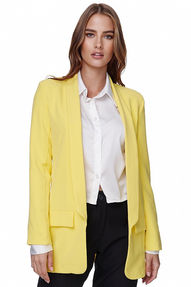 Damen Eleganter Business Blazer mit Reverskragen Gelb Gr. M  EF-8231