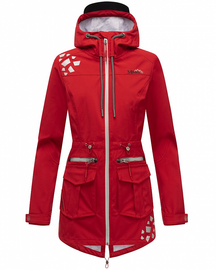 Marikoo Wasserfeste Damen Softshell Übergangsjacke mit Kapuze und Reflektoren Ulissaa Rot Gr. 42 - XL