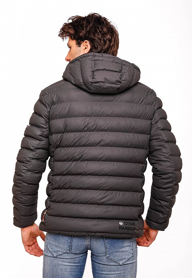 Stone Harbour Herren Winter Regen Steppjacke Zaharoo mit Kapuze Anthrazit Gr. 54 - XXL