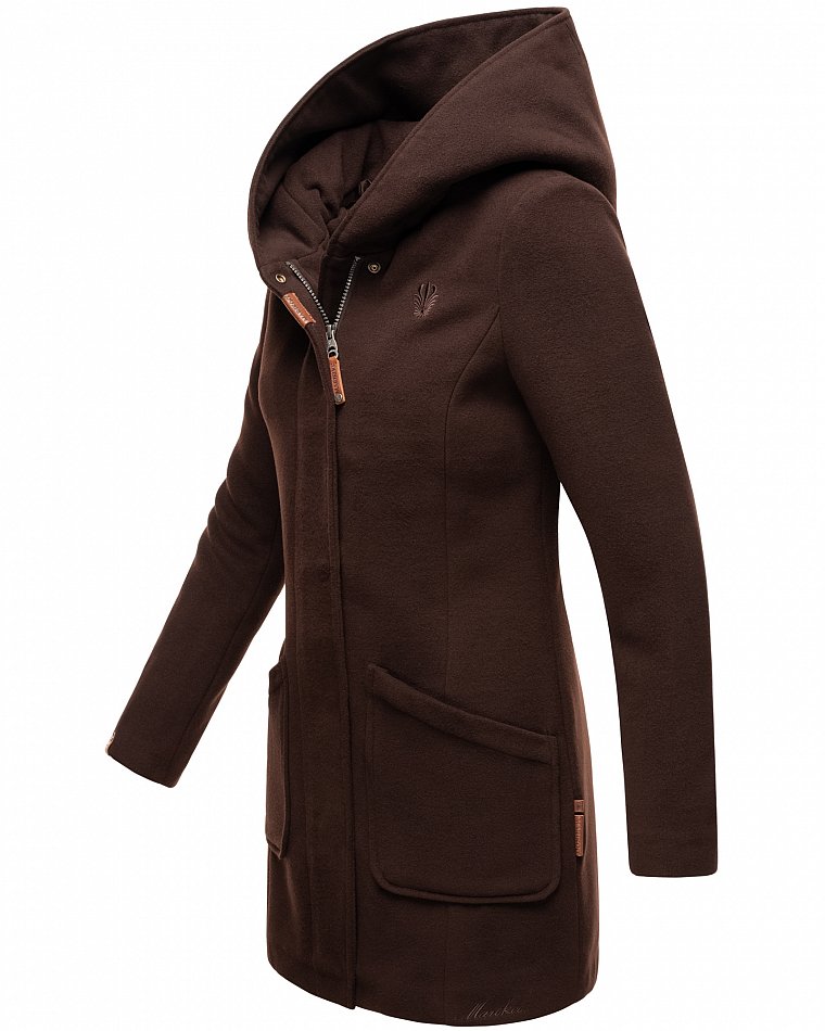 Marikoo Maikoo Damen Wintermantel Trenchcoat mit Kapuze Schoko Gr. 36 - S Marikoo Maikoo Damen Wintermantel Trenchcoat mit Kapuze Schoko Gr. 36 - S