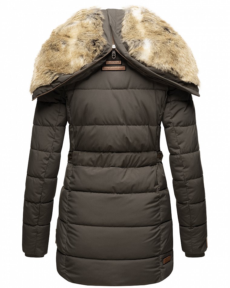 Marikoo Lieblings Jacke Damen Wintermantel Steppmantel mit Kapuze Anthrazit Gr. 38 - M Marikoo Lieblings Jacke Damen Wintermantel Steppmantel mit Kapuze Anthrazit Gr. 38 - M
