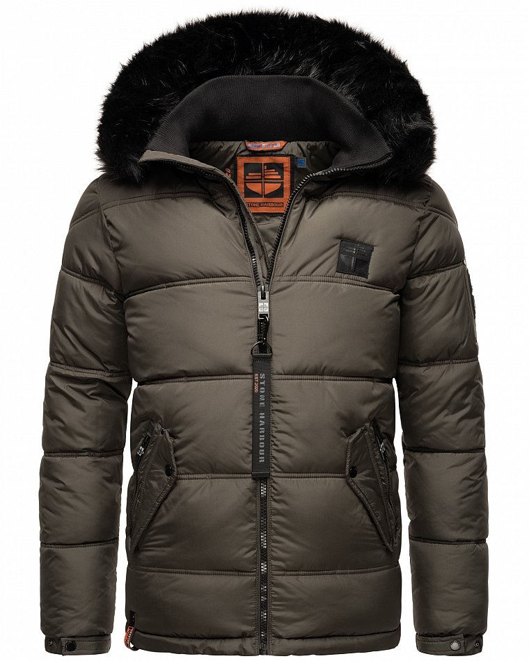 Stone Harbour Zarlaan Herren Parka Winterjacke mit Kapuze & Kunstfell Anthrazit Gr. 50 - L