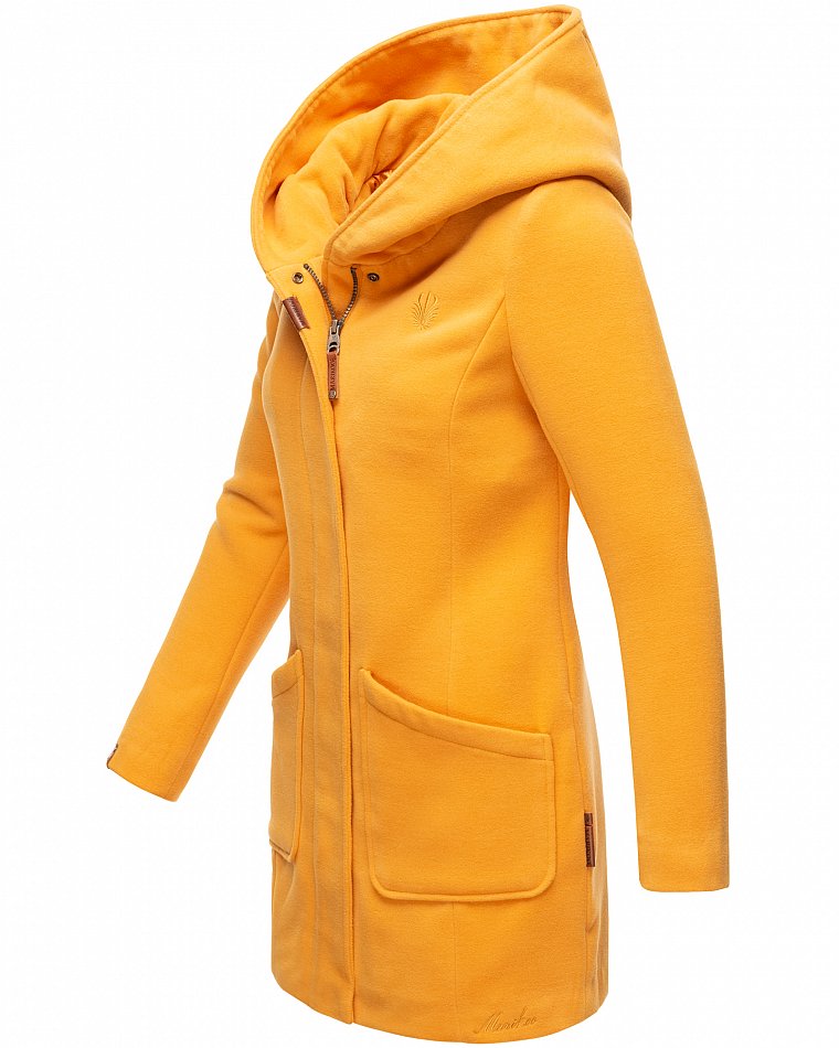 Marikoo Maikoo Damen Wintermantel Trenchcoat mit Kapuze Gelb Gr. 42 - XL