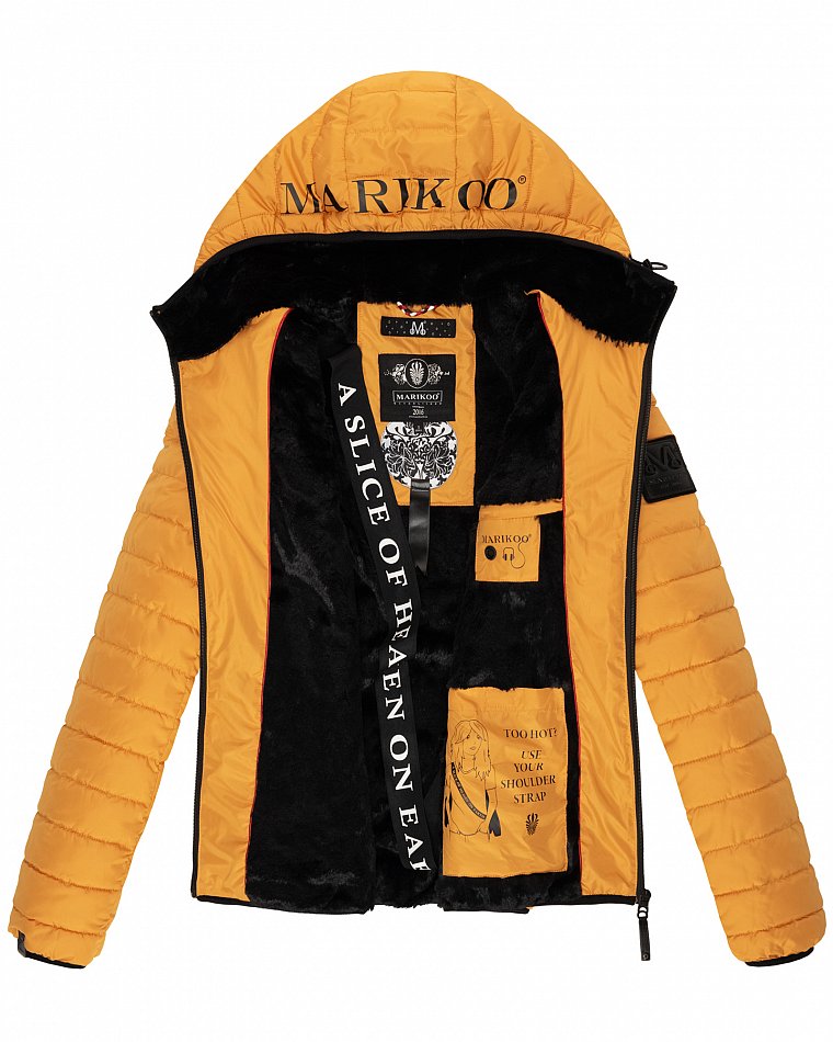Marikoo Damen Winterjacke Outdoorjacke Steppjacke mit Kapuze Jaylaa Gelb Gr. 36 - S  