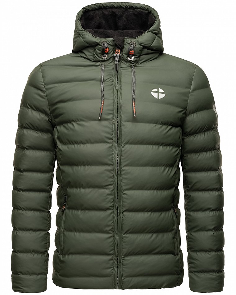 Stone Harbour Herren Winter Regen Steppjacke Zaharoo mit Kapuze Olive Gr. 46 - S