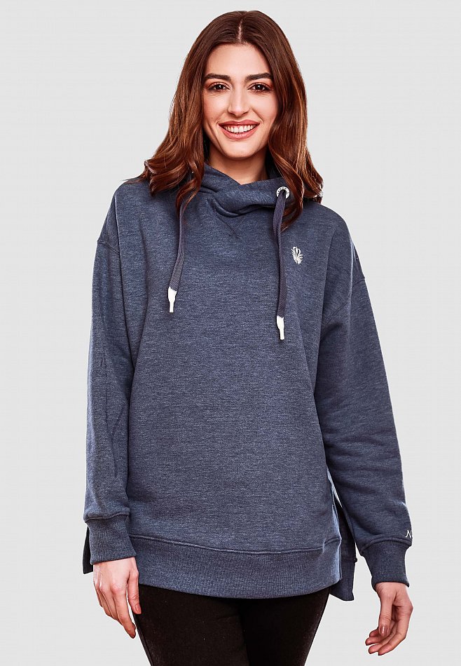 Navahoo Damen Hoodie Sweatpullover Silberengelchen Blau Melange Gr. 40 - L