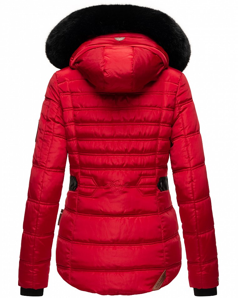 Navahoo Melikaa Damen Winterjacke Steppjacke mit Kunstfellkragen Rot Gr. 34 - XS