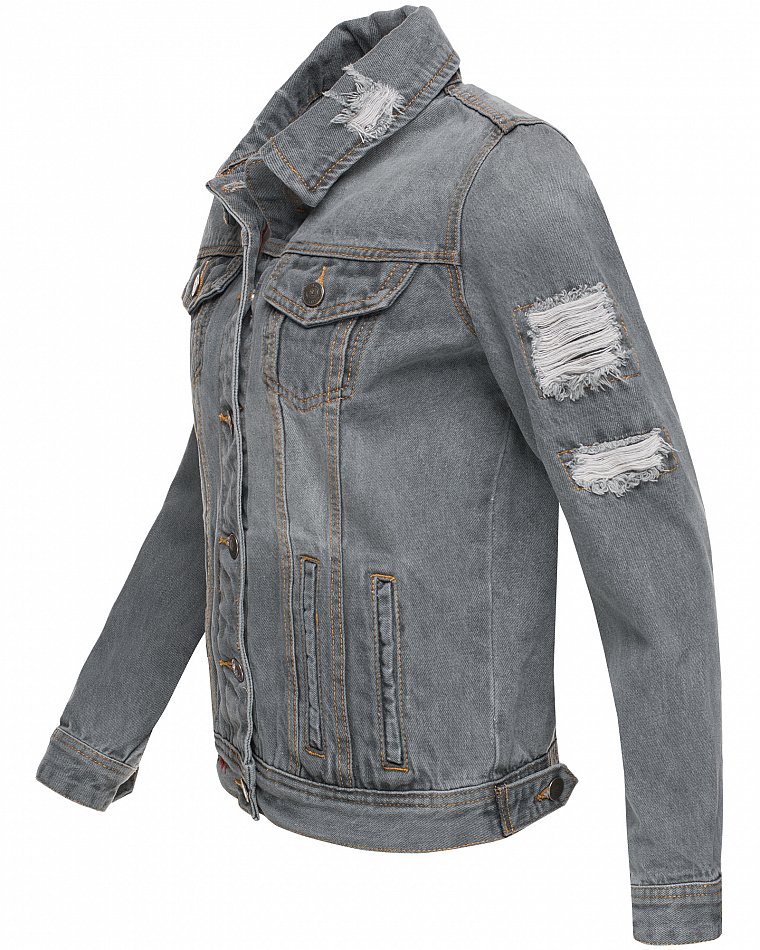Navahoo Damen Destroyed Jeans Jacke Pamuyaa Grau Gr. 34 - XS