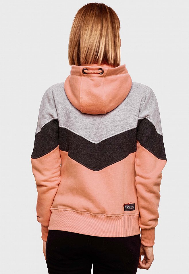 Navahoo Honigperle Blocking Color Sweatjacke Hoodie Apricot Gr. 38 - M