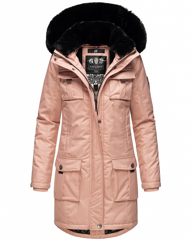 Navahoo Winterparka Wintermantel mit Kapuze & Kunstfell Tiniis Rosa Gr. 36 - S