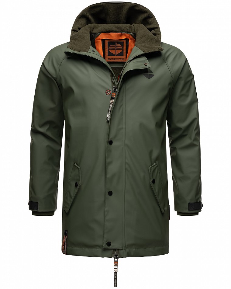 Stone Harbour Rihaa Herren wasserdichter Regen Parka mit Fleece gefüttert Olive Gr. 46 - S