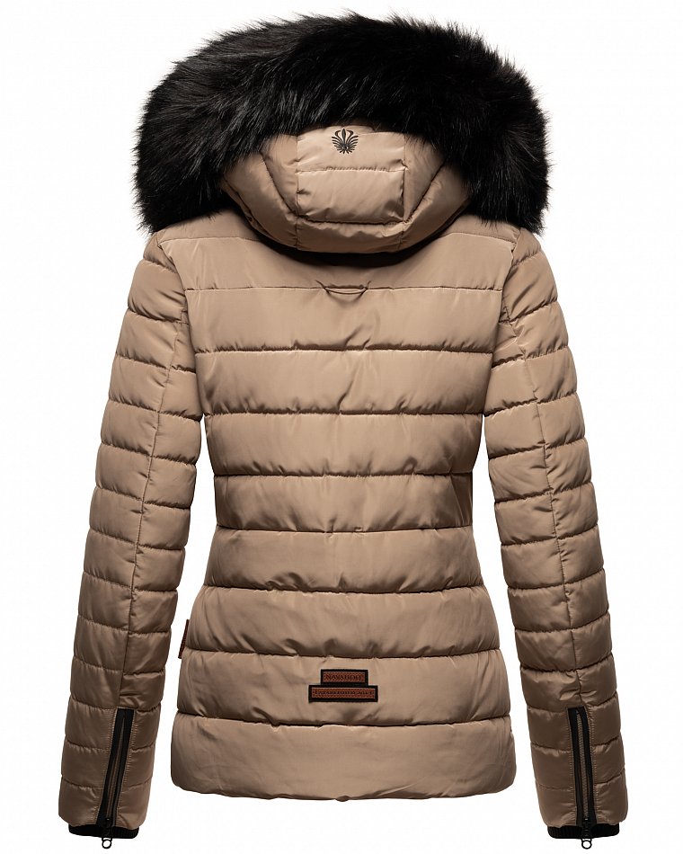 Navahoo Wisteriaa Damen Winter Steppjacke mit Kunstfell Taupe  Gr. 34 - XS