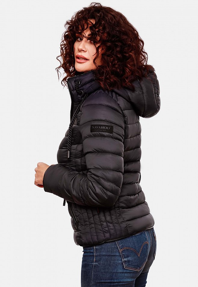 Navahoo Lulana Damen Übergangs Steppjacke mit Kapuze Schwarz Gr. 36 - S