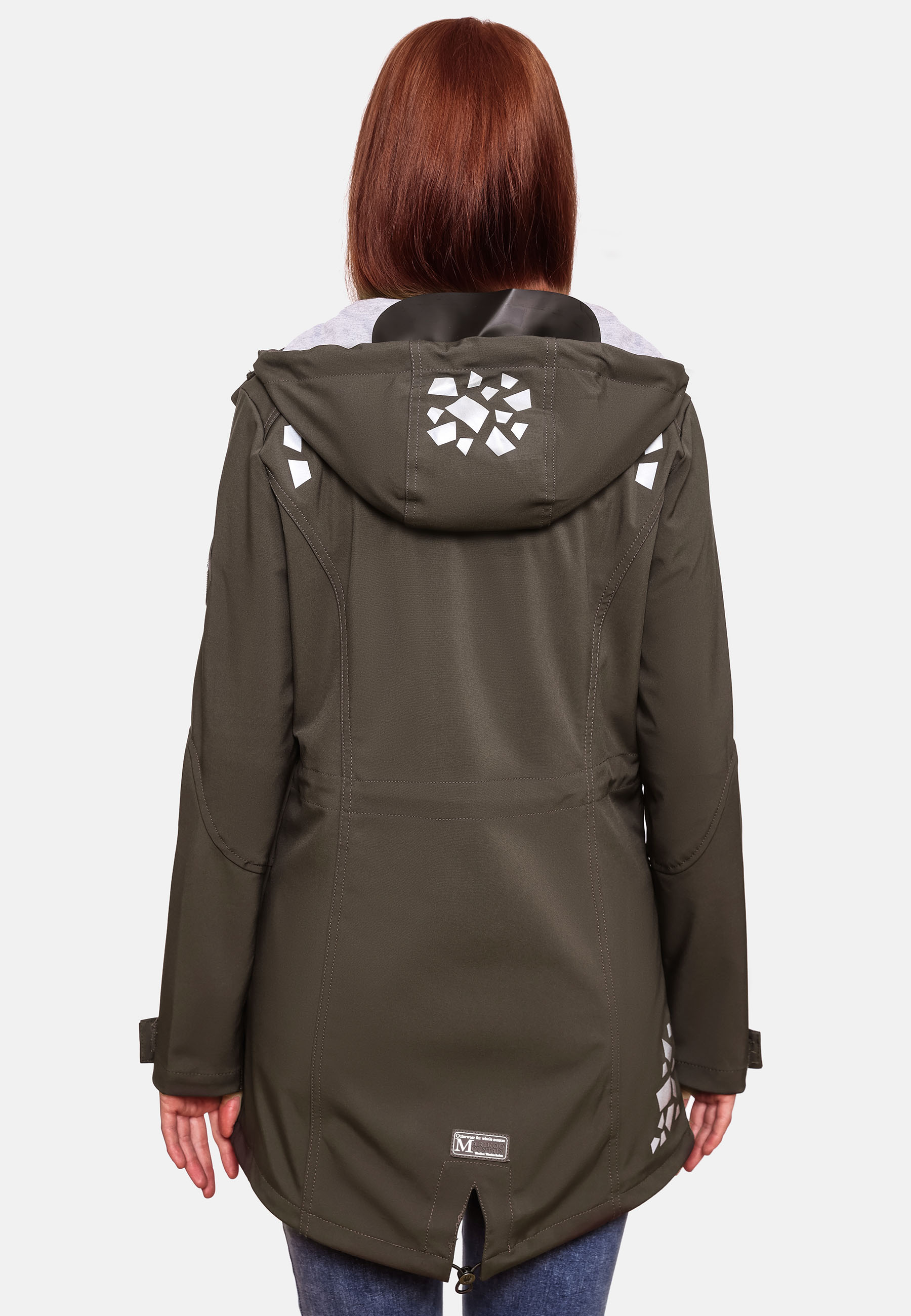 Marikoo Wasserfeste Damen Softshell Übergangsjacke mit Kapuze und Reflektoren Ulissaa Anthrazit Gr. 36 - S