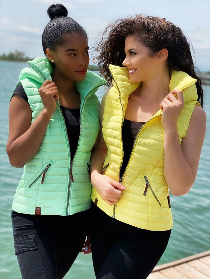 Navahoo Shadaa Damen Übergangs Weste mit abnehmbarer Kapuze Lemon Gr. 34 - XS