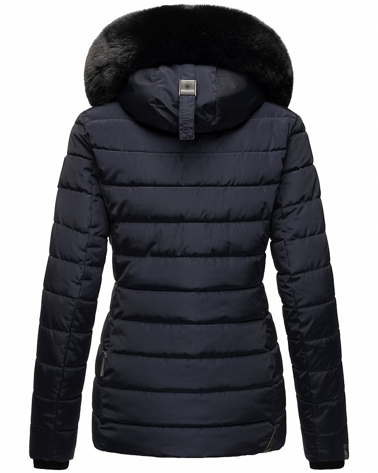 Navahoo Milianaa Damen Winter Steppjacke gefüttert Kapuze mit Kunstfell Navy Gr. 38 - M