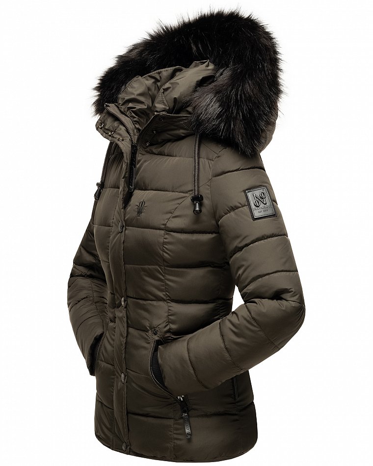 Navahoo Zuckerbiene Damen gefütterte Winter Steppjacke mit Kapuze Anthrazit Gr. 36 - S