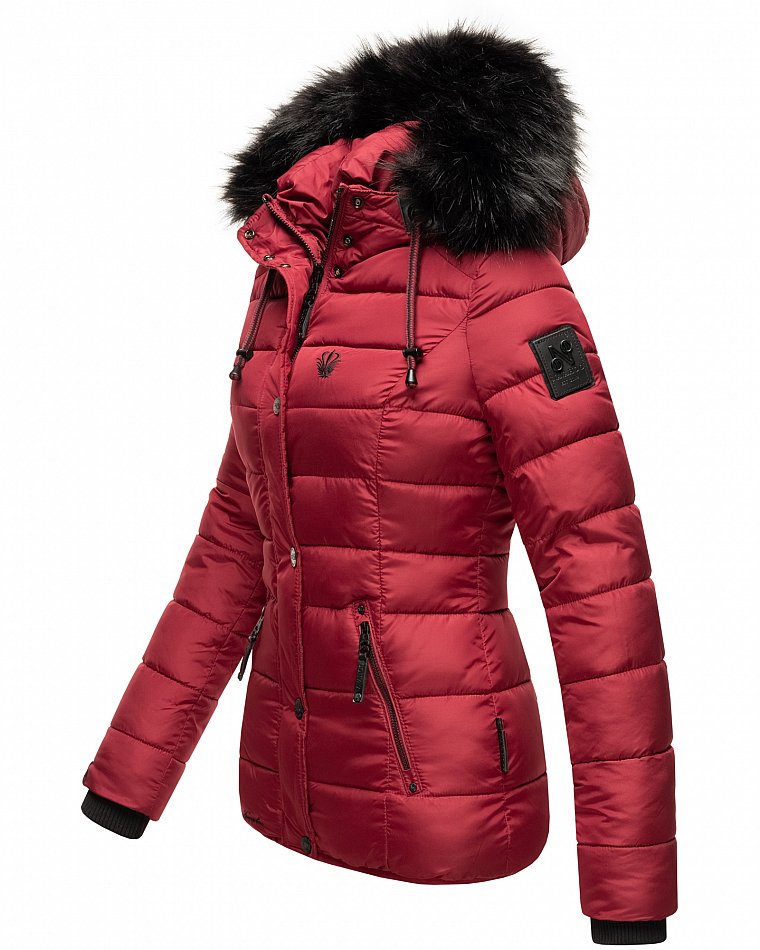 Navahoo Zuckerbiene Damen gefütterte Winter Steppjacke mit Kapuze Bordeaux Gr. 42 - XL