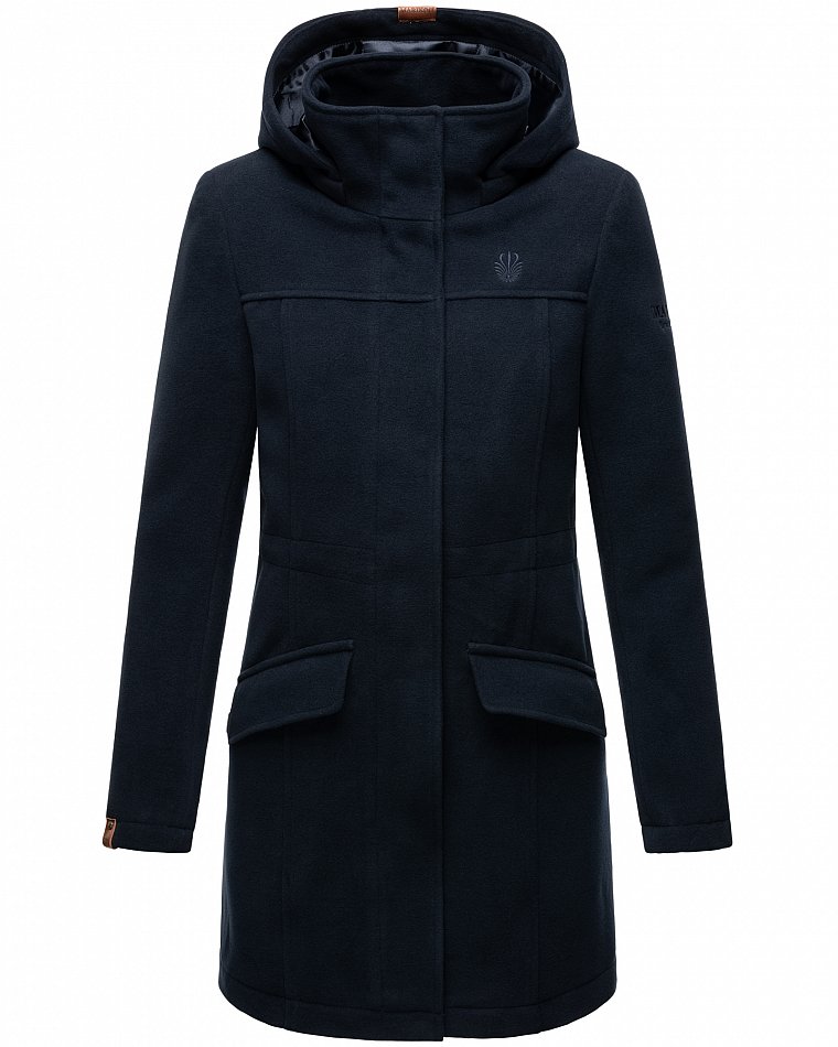 Marikoo Leilaniaa Damen Trenchcoat Winter Mantel mit Kapuze Navy Gr. 36 - S