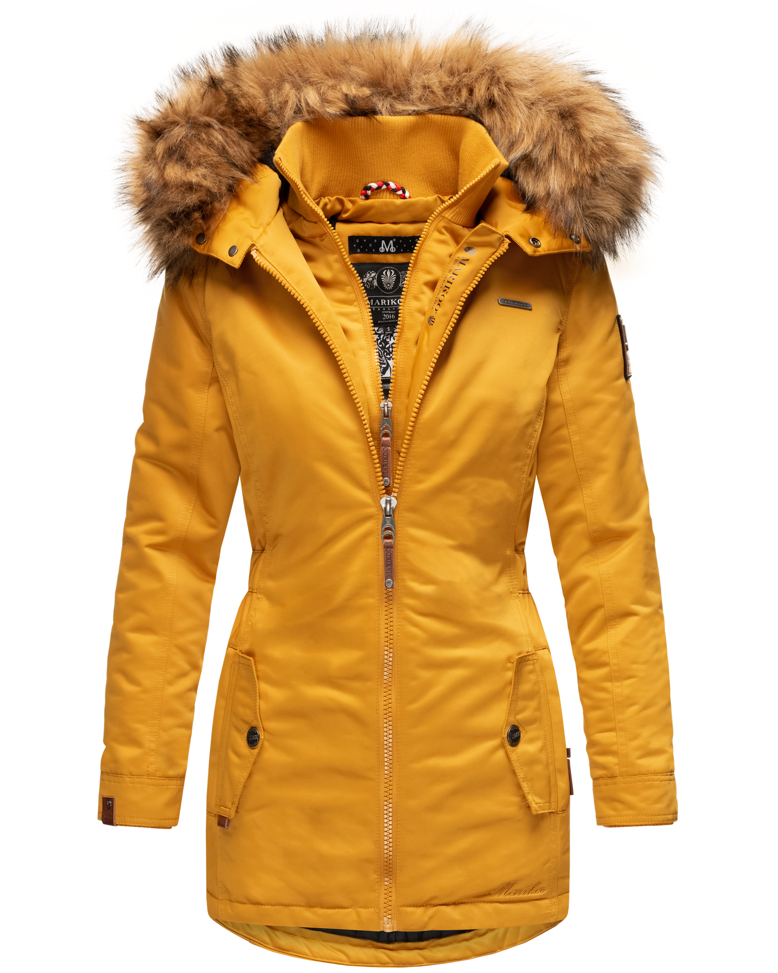 Marikoo Damen Winter Mantel | mit Gelb BrandsStreet Sanakoo Parka Fell