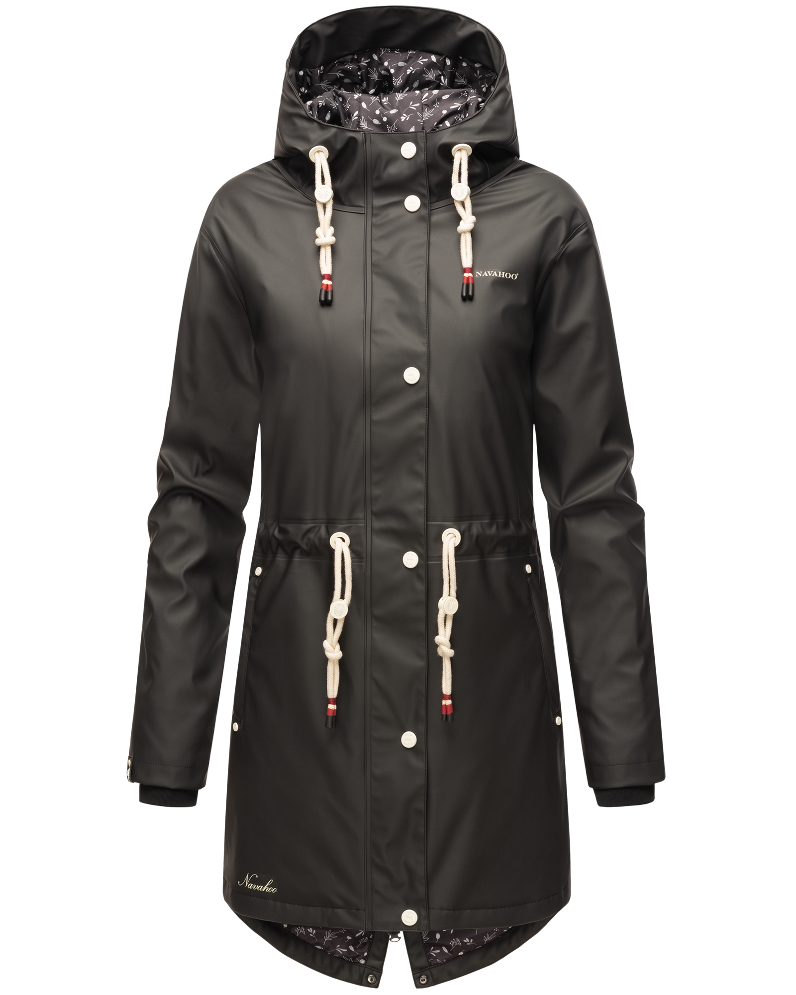 Navahoo Flower of Ocean Wasserdichter Damen Regenmantel mit Kapuze Schwarz Gr. 36 - S