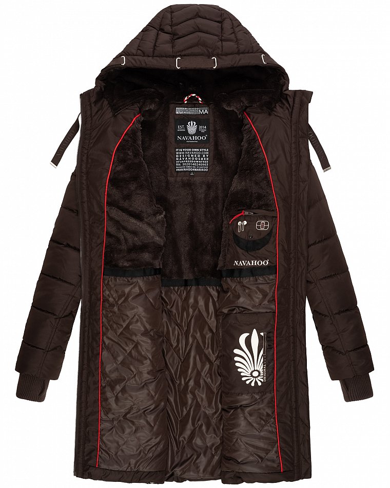 Navahoo Damen Winter Steppmantel Alpenveilchen Schoko BrandsStreet