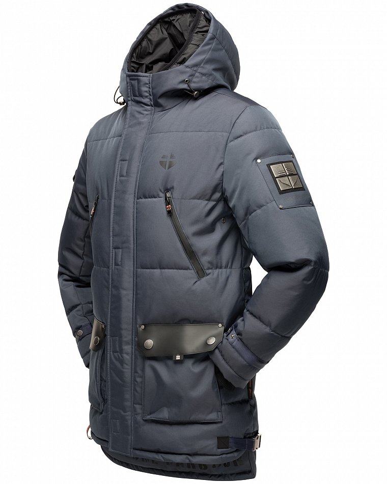 Stone Harbour Herren Winterparka Wintermantel mit Doppel Kapuze Tahaa Stone Blue Gr. 46 - S