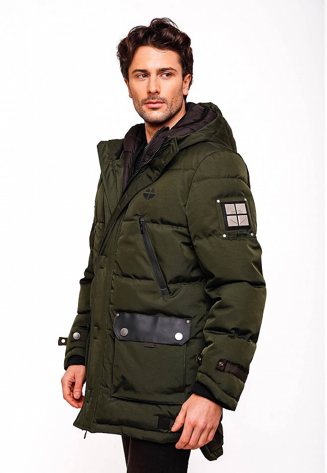 Stone Harbour Herren Winterparka Wintermantel mit Doppel Kapuze Tahaa Olive Gr. 48 - M