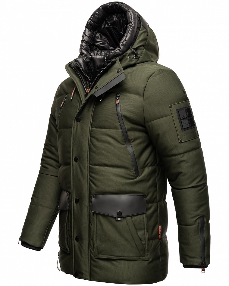 Stone Harbour Mitjaa Herren Wintermantel Parka mit Doppel Kapuze Olive Gr. 46 - S