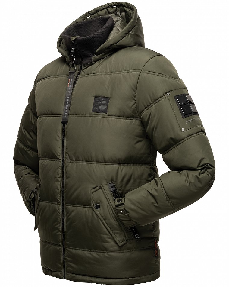 Stone Harbour Zarlaan Herren Parka Winterjacke mit Kapuze & Kunstfell Olive Gr. 46 - S